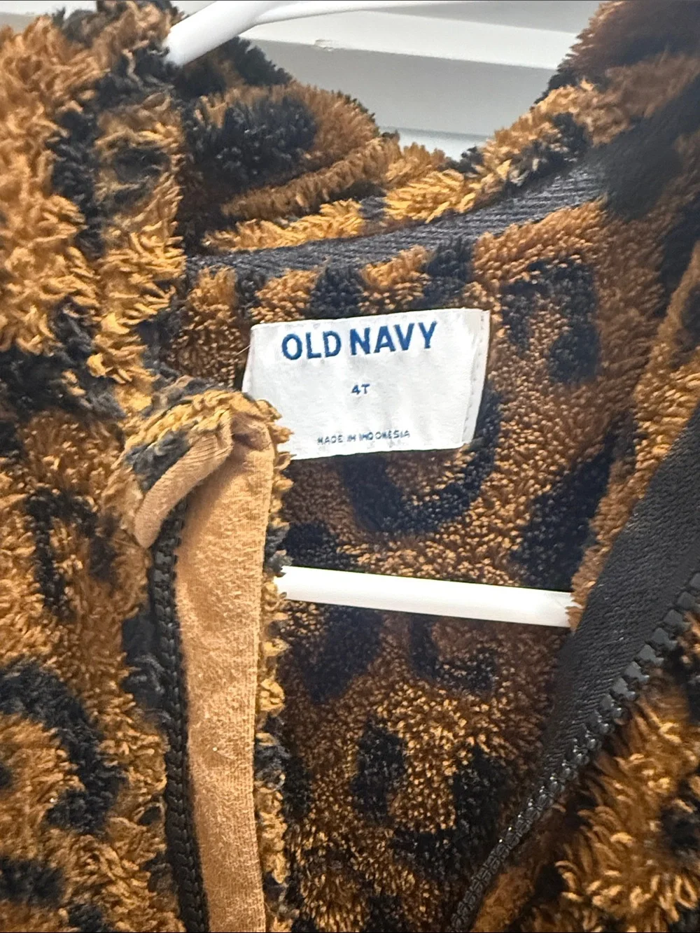 Old Navy Kids Leopard Print Fuzzy Jacket - Brown & Black